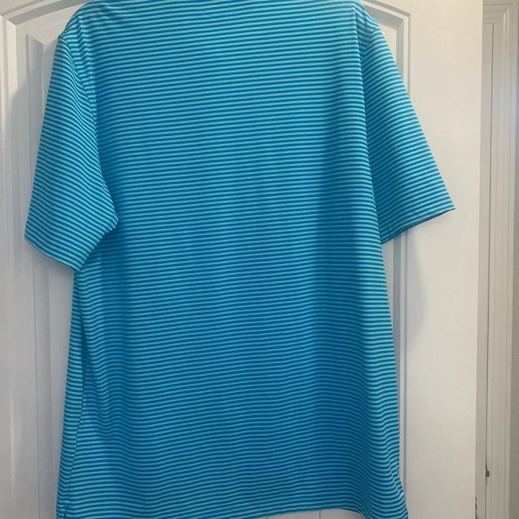 Vineyard Vines Polo Shirt Men Large Blue Striped Performance Golf Whale Stretch - Picture 2 of 7
